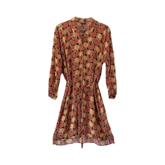 Topshop | Multicolored Floral Button Front Mini Shirt Dress, Size 8 - Picture 1 of 7